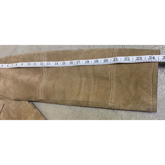 Mossimo Moto Jacket Womens Large Button Front 70’s Tan Suede Leather Coat - Picture 11 of 11